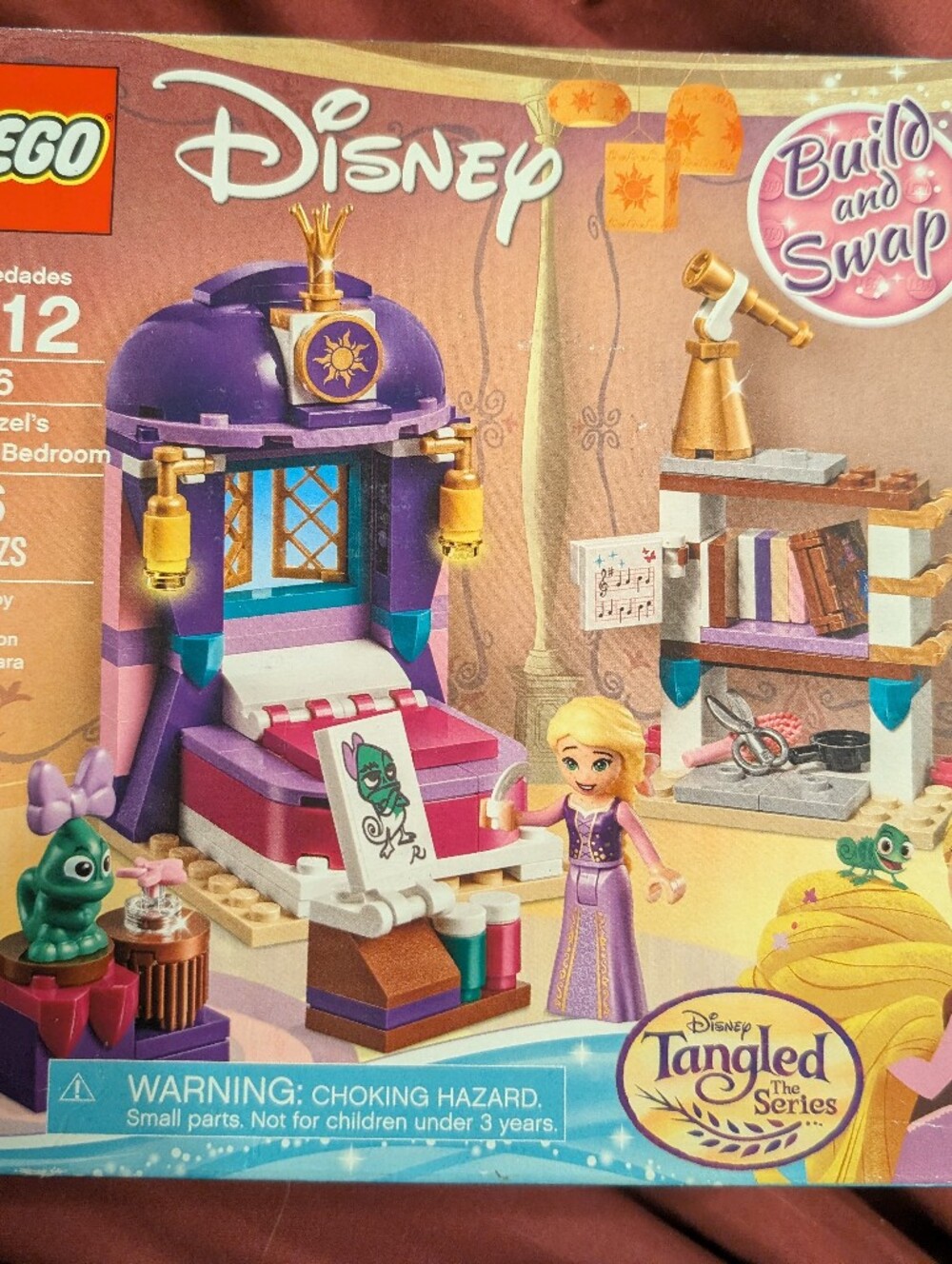 Lego Disney Tangled Rapunzel Bedroom Playset - Purple, Pink, Teal, Gold.